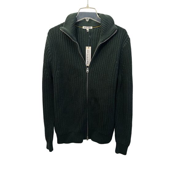 Alex Mill Wright Cardigan Chunky Cotton Dark Spruce Green Full Dbl Zip Small NWT - Picture 1 of 9